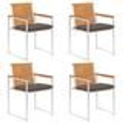 vidaXL Chaises de jardin lot de 4 avec coussins Bois d'acacia massif