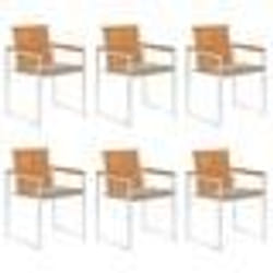 vidaXL Chaises de jardin lot de 6 avec coussins Bois d'acacia solide