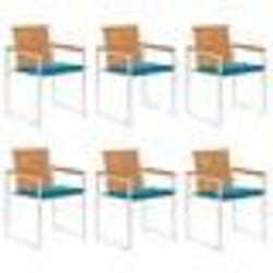 vidaXL Chaises de jardin lot de 6 avec coussins Bois d'acacia solide