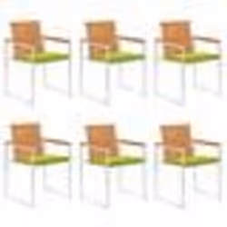 vidaXL Chaises de jardin lot de 6 avec coussins Bois d'acacia solide