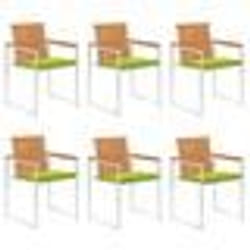 vidaXL Chaises de jardin lot de 6 avec coussins Bois d'acacia solide