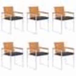 vidaXL Chaises de jardin lot de 6 avec coussins Bois d'acacia solide