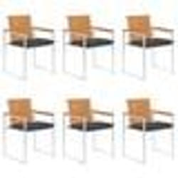 vidaXL Chaises de jardin lot de 6 avec coussins Bois d'acacia solide
