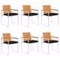 vidaXL Chaises de jardin lot de 6 avec coussins Bois d'acacia solide