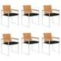 vidaXL Chaises de jardin lot de 6 avec coussins Bois d'acacia solide