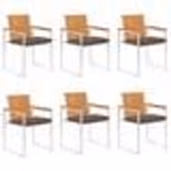 vidaXL Chaises de jardin lot de 6 avec coussins Bois d'acacia solide