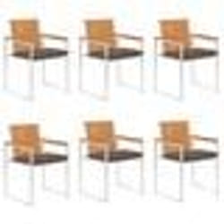 vidaXL Chaises de jardin lot de 6 avec coussins Bois d'acacia solide
