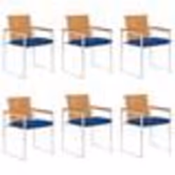 vidaXL Chaises de jardin lot de 6 avec coussins Bois d'acacia solide