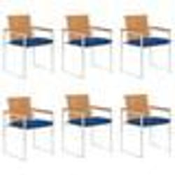 vidaXL Chaises de jardin lot de 6 avec coussins Bois d'acacia solide
