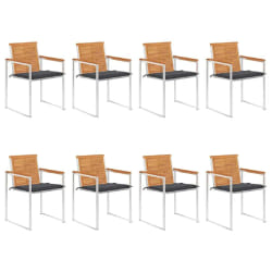 vidaXL Chaises de jardin lot de 8 avec coussins Bois d'acacia solide
