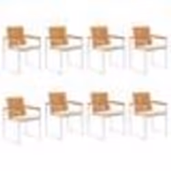 vidaXL Chaises de jardin lot de 8 avec coussins Bois d'acacia solide