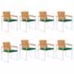vidaXL Chaises de jardin lot de 8 avec coussins Bois d'acacia solide