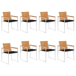 vidaXL Chaises de jardin lot de 8 avec coussins Bois d'acacia solide