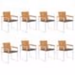 vidaXL Chaises de jardin lot de 8 avec coussins Bois d'acacia solide