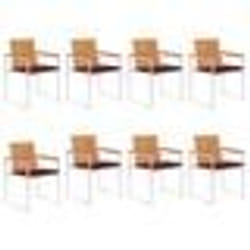 vidaXL Chaises de jardin lot de 8 avec coussins Bois d'acacia solide