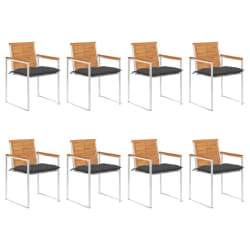 vidaXL Chaises de jardin lot de 8 avec coussins Bois d'acacia solide