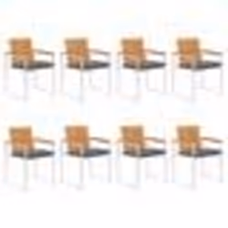 vidaXL Chaises de jardin lot de 8 avec coussins Bois d'acacia solide