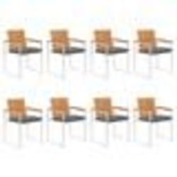 vidaXL Chaises de jardin lot de 8 avec coussins Bois d'acacia solide