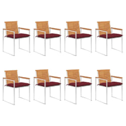 vidaXL Chaises de jardin lot de 8 avec coussins Bois d'acacia solide
