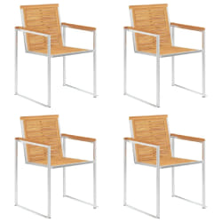 vidaXL Chaises de jardin lot de 4 bois teck solide et acier inoxydable - TU