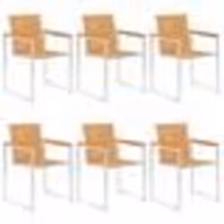 vidaXL Chaises de jardin lot de 6 bois teck solide et acier inoxydable - TU