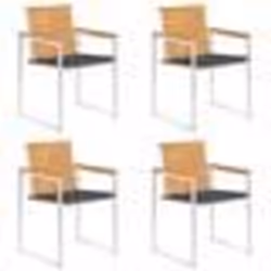 vidaXL Chaises de jardin lot de 4 avec coussins Bois de teck massif - TU