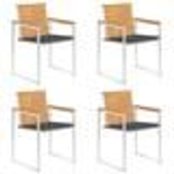 vidaXL Chaises de jardin lot de 4 avec coussins Bois de teck massif - TU