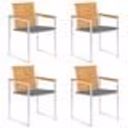 vidaXL Chaises de jardin lot de 4 avec coussins Bois de teck massif - TU