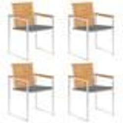 vidaXL Chaises de jardin lot de 4 avec coussins Bois de teck massif - TU