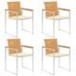 vidaXL Chaises de jardin lot de 4 avec coussins Bois de teck massif - TU
