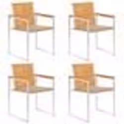 vidaXL Chaises de jardin lot de 4 avec coussins Bois de teck massif - TU
