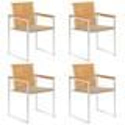 vidaXL Chaises de jardin lot de 4 avec coussins Bois de teck massif - TU