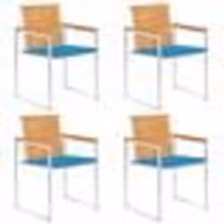 vidaXL Chaises de jardin lot de 4 avec coussins Bois de teck massif - TU