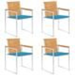 vidaXL Chaises de jardin lot de 4 avec coussins Bois de teck massif - TU