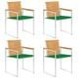 vidaXL Chaises de jardin lot de 4 avec coussins Bois de teck massif - TU