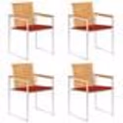 vidaXL Chaises de jardin lot de 4 avec coussins Bois de teck massif - TU