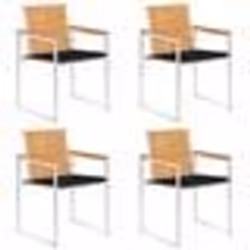 vidaXL Chaises de jardin lot de 4 avec coussins Bois de teck massif - TU