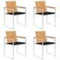 vidaXL Chaises de jardin lot de 4 avec coussins Bois de teck massif - TU