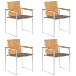 vidaXL Chaises de jardin lot de 4 avec coussins Bois de teck massif - TU