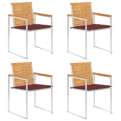vidaXL Chaises de jardin lot de 4 avec coussins Bois de teck massif - TU