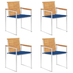 vidaXL Chaises de jardin lot de 4 avec coussins Bois de teck massif - TU