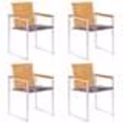 vidaXL Chaises de jardin lot de 4 avec coussins Bois de teck massif - TU