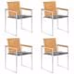 vidaXL Chaises de jardin lot de 4 avec coussins Bois de teck massif - TU