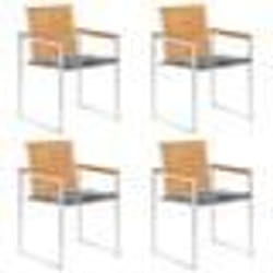 vidaXL Chaises de jardin lot de 4 avec coussins Bois de teck massif - TU