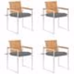 vidaXL Chaises de jardin lot de 4 avec coussins Bois de teck massif - TU