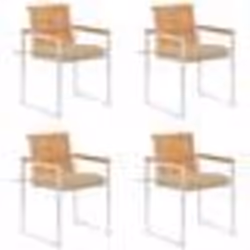 vidaXL Chaises de jardin lot de 4 avec coussins Bois de teck massif - TU