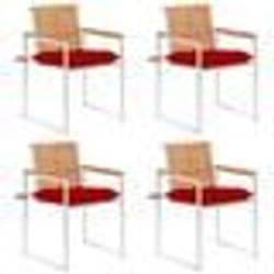 vidaXL Chaises de jardin lot de 4 avec coussins Bois de teck massif - TU
