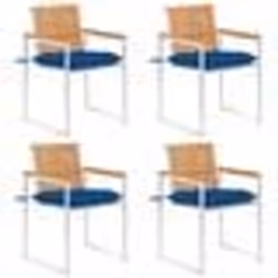 vidaXL Chaises de jardin lot de 4 avec coussins Bois de teck massif - TU