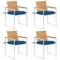 vidaXL Chaises de jardin lot de 4 avec coussins Bois de teck massif - TU