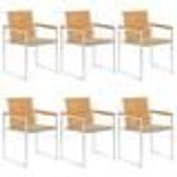 vidaXL Chaises de jardin lot de 6 avec coussins Bois de teck massif - TU